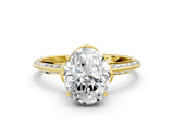 Yellow gold Oval Cut Solitaire Split Shank Pave Diamond Engagement Ring with Four-Prong Setting_13