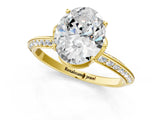 Yellow gold Oval Cut Solitaire Split Shank Pave Diamond Engagement Ring with Four-Prong Setting_14