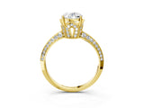 Yellow gold Oval Cut Solitaire Split Shank Pave Diamond Engagement Ring with Four-Prong Setting_40