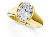 Yellow gold Oval Cut Solitaire Tension Set Diamond Ring with Split Shank Band_16
