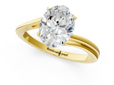Yellow gold Oval Cut Solitaire Twist Band Ring with Four-Prong Setting_34