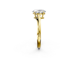 Yellow gold Oval Cut Solitaire Twist Band Ring with Four-Prong Setting_35