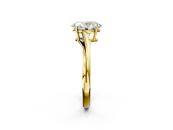 Yellow gold Oval Cut Solitaire Twist Band Ring with Four-Prong Setting