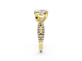 Yellow gold Oval Cut Solitaire Twist Pave Diamond Engagement Ring with Prong Setting_17