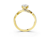 Yellow gold Oval Cut Solitaire Twist Pave Diamond Engagement Ring with Prong Setting_18