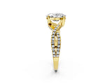 Yellow gold Oval Cut Solitaire Twist Pave Diamond Engagement Ring with Prong Setting_29