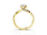 Yellow gold Oval Cut Solitaire Twist Pave Diamond Engagement Ring with Prong Setting_30