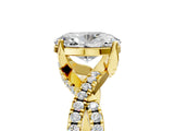 Yellow gold Oval Cut Solitaire Twist Pave Diamond Engagement Ring with Prong Setting_32