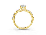 Yellow gold Oval Cut Solitaire Twisted Band Marquise Accent Prong Setting Ring_18