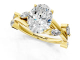 Yellow gold Oval Cut Solitaire Twisted Band Marquise Accent Prong Setting Ring_4