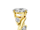 Yellow gold Oval Cut Solitaire Twisted Band Marquise Accent Prong Setting Ring_8