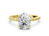 Yellow gold Oval Cut Solitaire Twisted Band with Four-Prong Setting_106