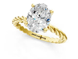 Yellow gold Oval Cut Solitaire Twisted Band with Four-Prong Setting_107