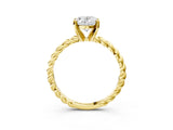 Yellow gold Oval Cut Solitaire Twisted Band with Four-Prong Setting_109