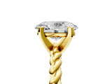 Yellow gold Oval Cut Solitaire Twisted Band with Four-Prong Setting_111