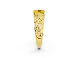 Yellow gold Oval Cut Solitaire Yellow Sapphire Leaf-Inspired Vine Band Ring with Prong Setting_26