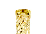 Yellow gold Oval Cut Solitaire Yellow Sapphire Leaf-Inspired Vine Band Ring with Prong Setting_29