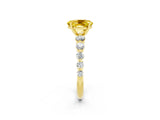 Yellow gold Oval Cut Solitaire Yellow Sapphire Ring with Pave Band and Four-Prong Setting_26
