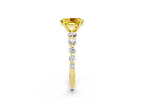 Yellow gold Oval Cut Solitaire Yellow Sapphire Ring with Pave Band and Four-Prong Setting_26