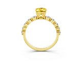 Yellow gold Oval Cut Solitaire Yellow Sapphire Ring with Pave Band and Four-Prong Setting_27