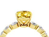 Yellow gold Oval Cut Solitaire Yellow Sapphire Ring with Pave Band and Four-Prong Setting_28