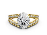 Yellow gold Oval Cut Split Shank Pave Diamond Ring with Four-Prong Setting_50