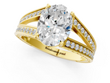 Yellow gold Oval Cut Split Shank Pave Diamond Ring with Four-Prong Setting_51