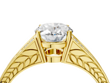 Yellow gold Oval Cut Split Shank Pave Diamond Ring with Four-Prong Setting_54