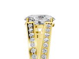 Yellow gold Oval Cut Split Shank Pave Diamond Ring with Four-Prong Setting_55