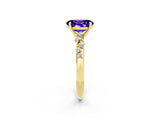 Yellow gold Oval Cut Tanzanite Cluster Side Stone Solitaire Ring with Prong Setting_26