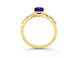 Yellow gold Oval Cut Tanzanite Cluster Side Stone Solitaire Ring with Prong Setting_27