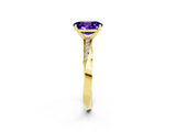 Yellow gold Oval Cut Tanzanite Engagement Ring with Side Stone Accents and Four-Prong Setting_62