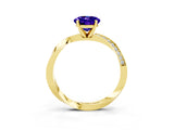 Yellow gold Oval Cut Tanzanite Engagement Ring with Side Stone Accents and Four-Prong Setting_63