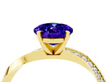 Yellow gold Oval Cut Tanzanite Engagement Ring with Side Stone Accents and Four-Prong Setting_64