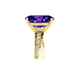 Yellow gold Oval Cut Tanzanite Engagement Ring with Side Stone Accents and Four-Prong Setting_65