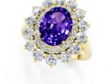 Yellow gold Oval Cut Tanzanite Floral Double Halo Engagement Ring with Prong Setting_49