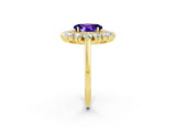 Yellow gold Oval Cut Tanzanite Floral Double Halo Engagement Ring with Prong Setting_50