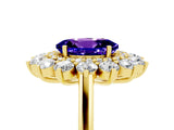 Yellow gold Oval Cut Tanzanite Floral Double Halo Engagement Ring with Prong Setting_53