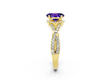 Yellow gold Oval Cut Tanzanite  Halo Twist Band Solitaire Prong Setting Ring_38