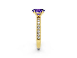 Yellow gold Oval Cut Tanzanite Milgrain Pavé Engagement Ring with Four-Prong Setting_14