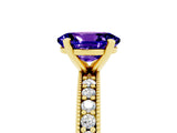 Yellow gold Oval Cut Tanzanite Milgrain Pavé Engagement Ring with Four-Prong Setting_17