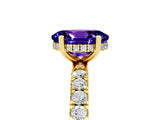Yellow gold Oval Cut Tanzanite Pave Band Solitaire Ring with Four-Prong Setting_29
