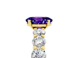 Yellow gold Oval Cut Tanzanite Prong Setting with Side Stones on a Pave Band_5