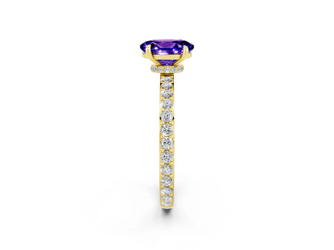 Yellow gold Oval Cut Tanzanite Ring with Pavé Band and Four-Prong Setting_2