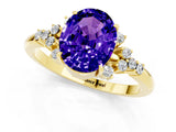 Yellow gold Oval Cut Tanzanite Ring with Side Stones and Four-Prong Setting_73