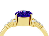 Yellow gold Oval Cut Tanzanite Ring with Side Stones and Four-Prong Setting_76