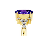 Yellow gold Oval Cut Tanzanite Ring with Side Stones and Four-Prong Setting_77