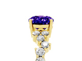 Yellow gold Oval Cut Tanzanite Scattered Round Accent Ring with Prong Setting_17