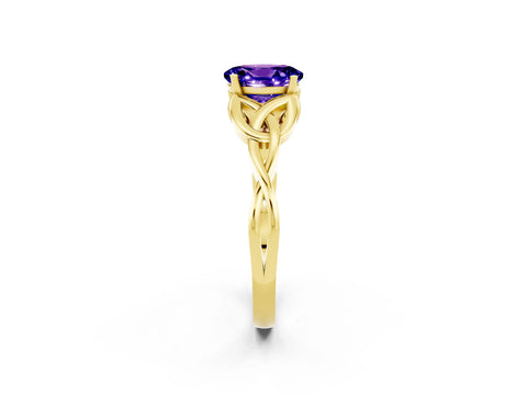 Yellow gold Oval Cut Tanzanite Solitaire Celtic Knot Ring with Four-Prong Setting_14