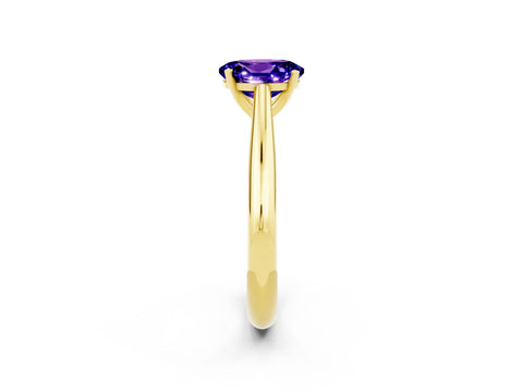 Yellow gold Oval Cut Tanzanite Solitaire Engagement Ring with Cathedral Setting and Four-Prong Mount_14